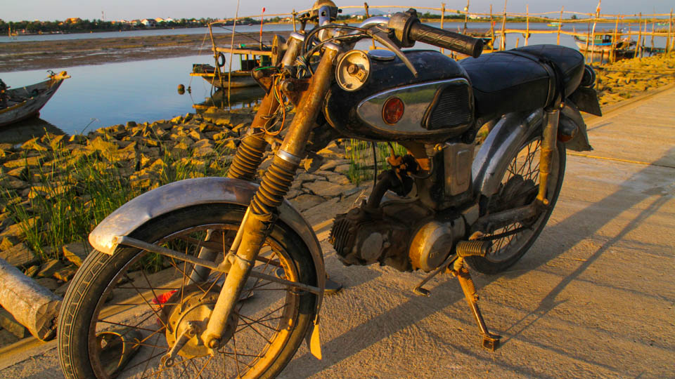 The Honda 67 carried Vietnam through the barren post war years. This old workhorse is on Cam Kim Island.